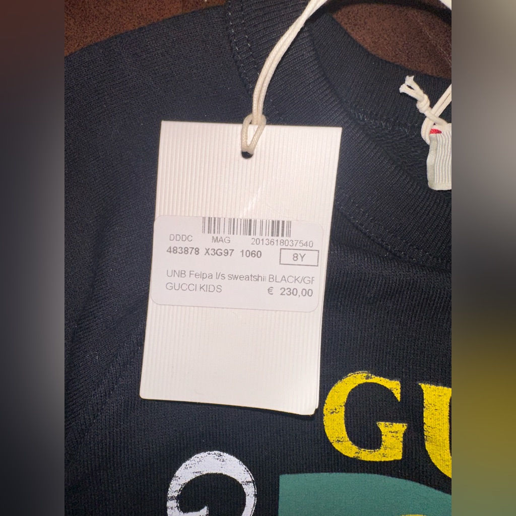 Kids Gucci Sweatshirt Size 8. Back With Red/Green/ Yellow Nwt